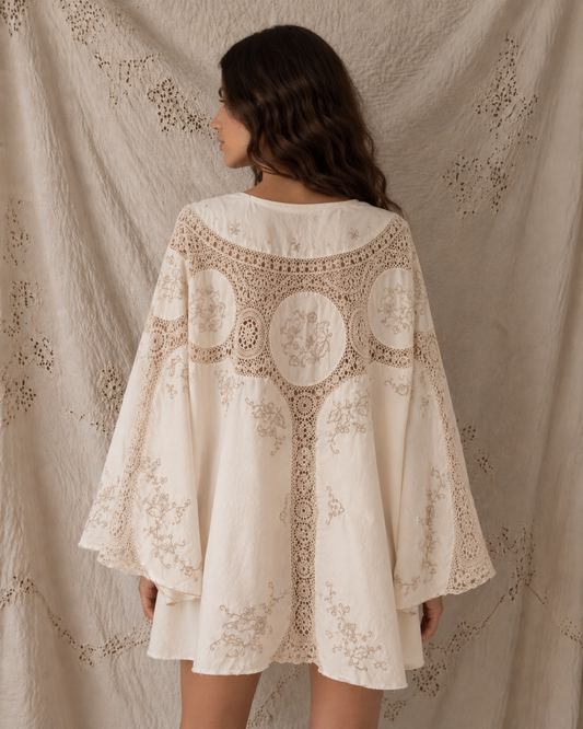 Vestido capa upcycling beige