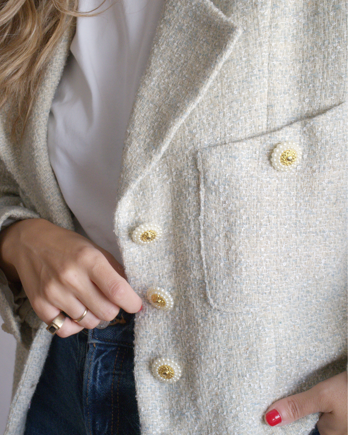 Chaqueta Vintage Tweed Beige
