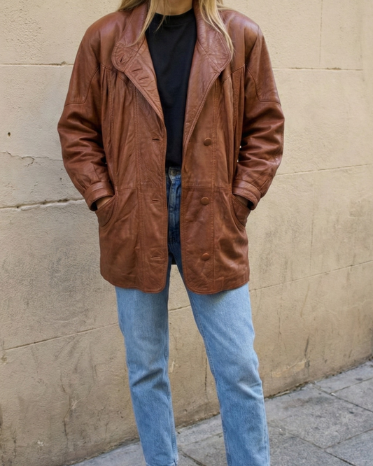 Chaqueta Vintage de Piel corte oversize