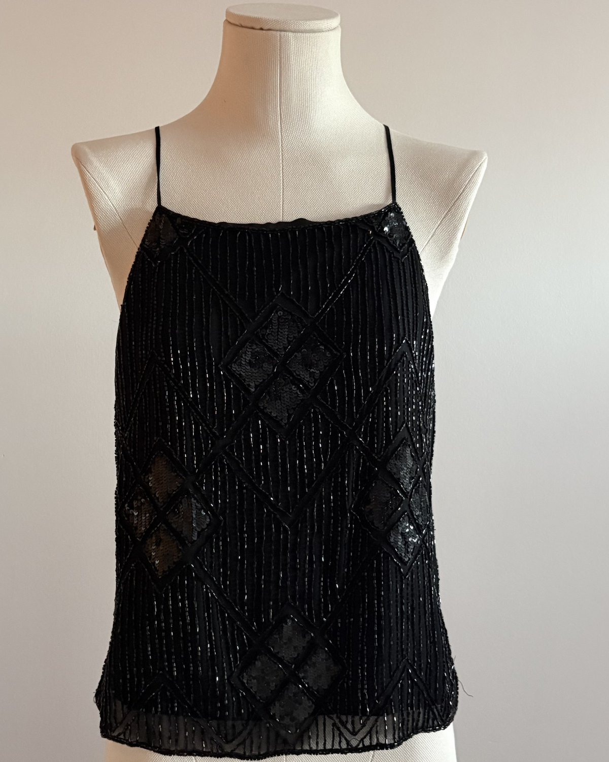 Top vintage de seda negro