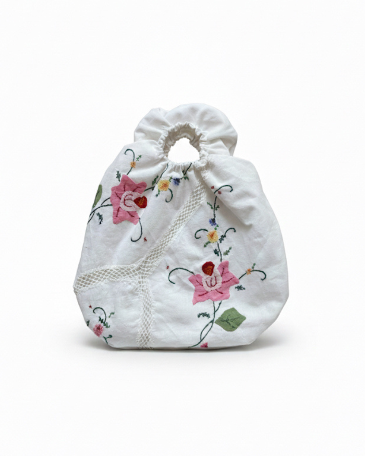 Scrunchy Bag de Mano con Mantel Antiguo