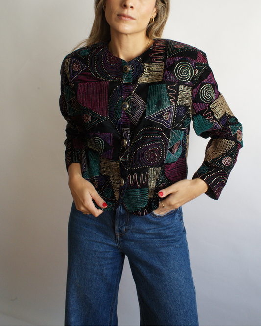 chaqueta vintage de terciopelo estampado lurex