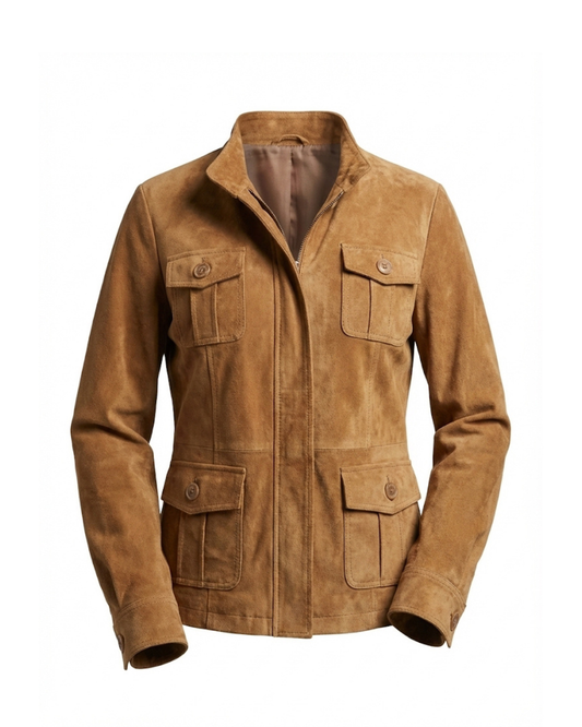 Chaqueta de ante camel