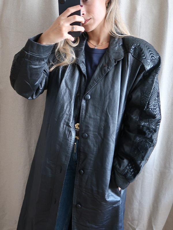 Abrigo largo de cuero vintage