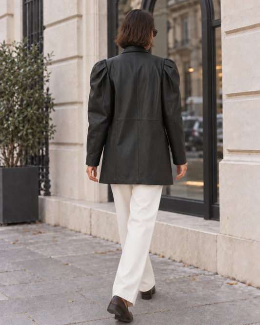 Abrigo de cuero vintage oversize
