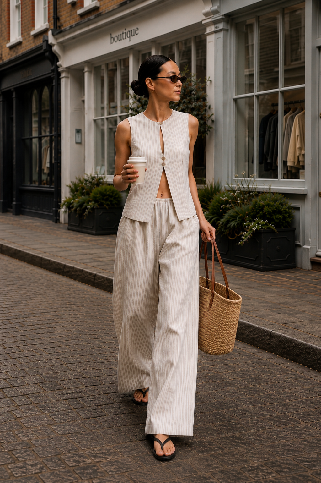 Akila striped beige vest