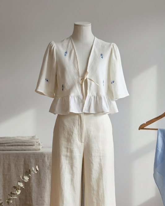 Blusa Upcycling lino bordado