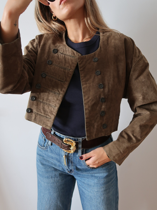 Chaqueta corta vintage efecto ante