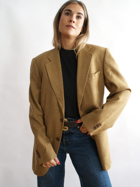 Blazer vintage camel corte masculino clásico