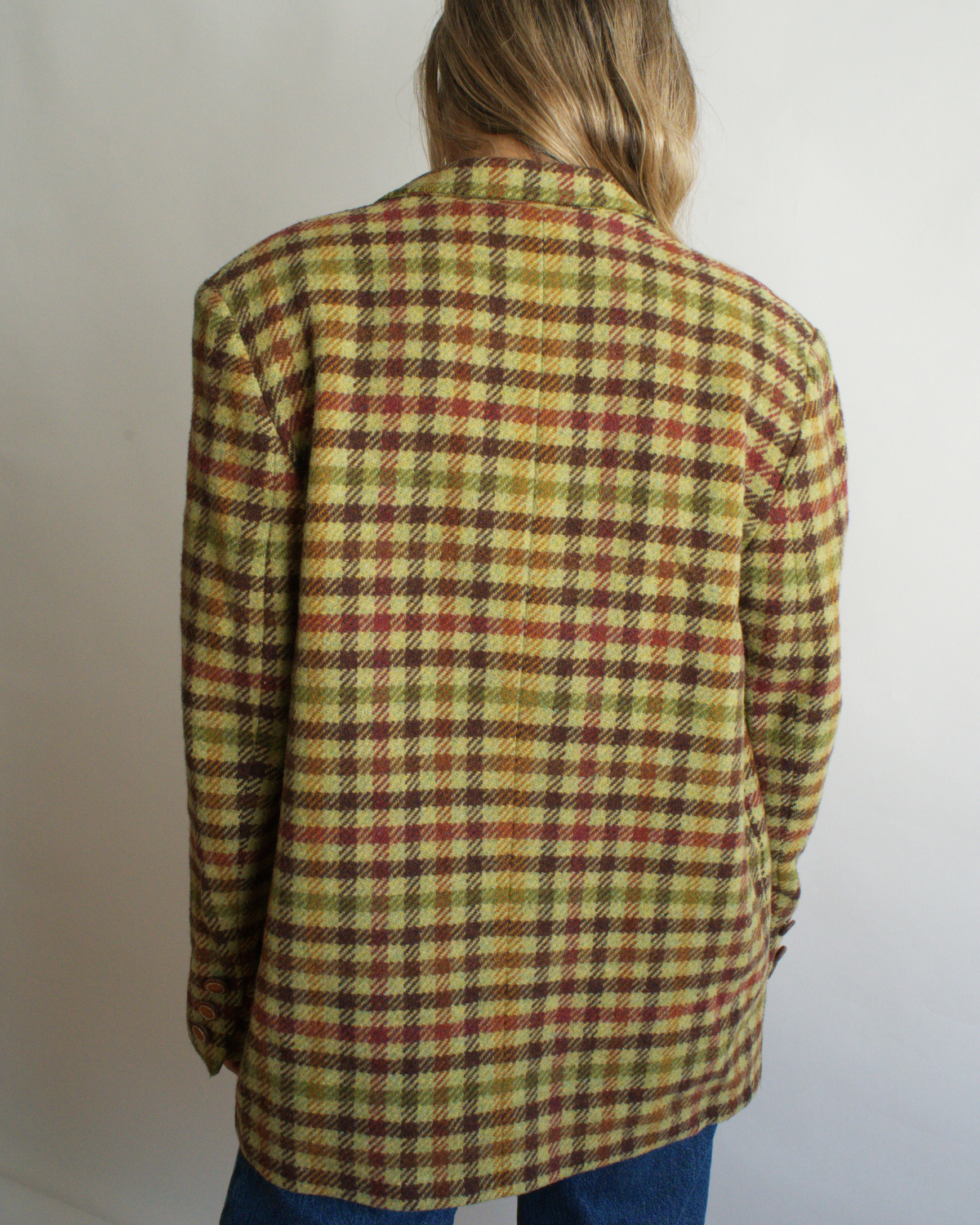 Blazer Vintage Cuadros verde y granate