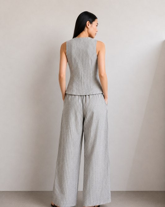 HIBII black and white striped linen pants