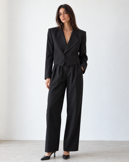 Traje vintage negro — Chaqueta torera y pantalón