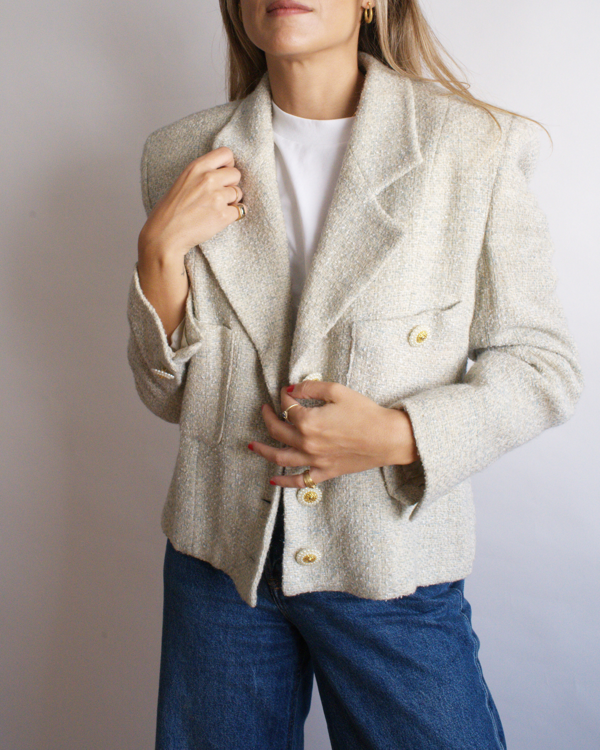 Chaqueta Vintage Tweed Beige
