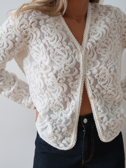 Chaqueta vintage blanca de punto