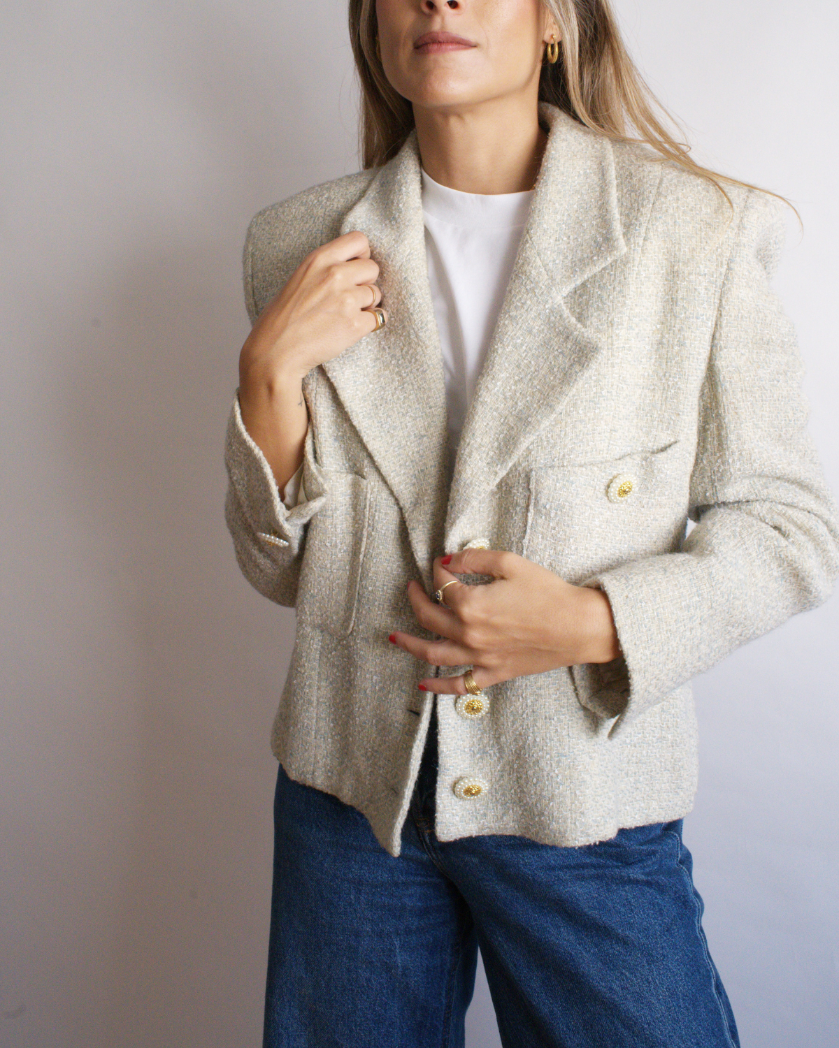 Chaqueta Vintage Tweed Beige