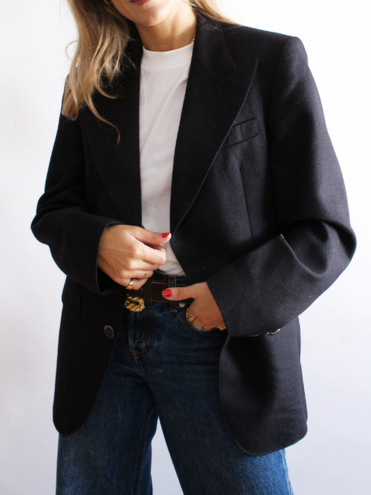 Blazer vintage negro — corte masculino italiano
