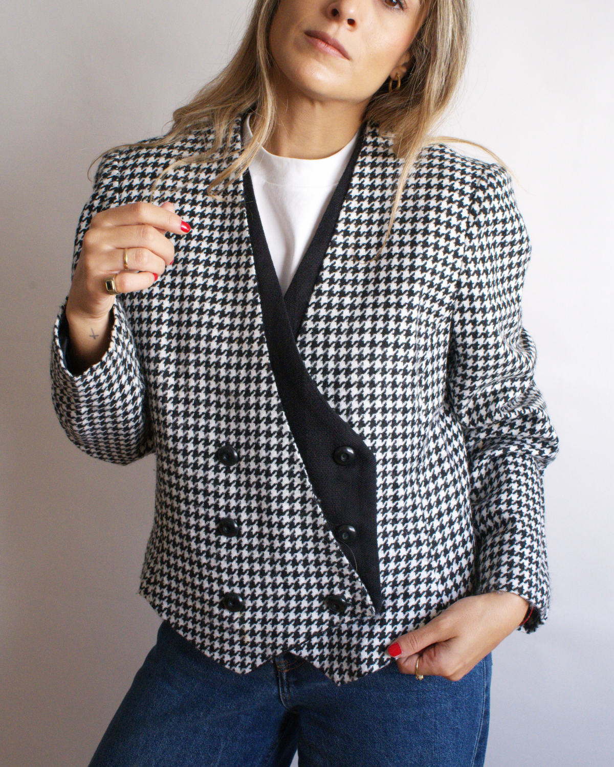 Blazer Vintage Pata de Gallo cruzada