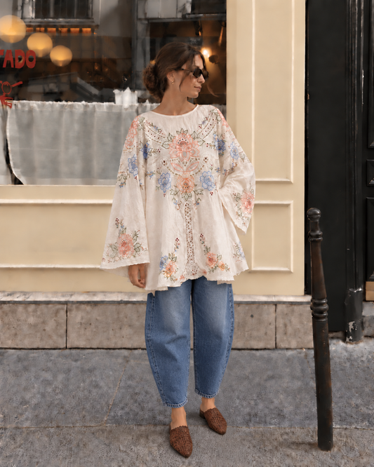 Vestido capa upcycling  bordado
