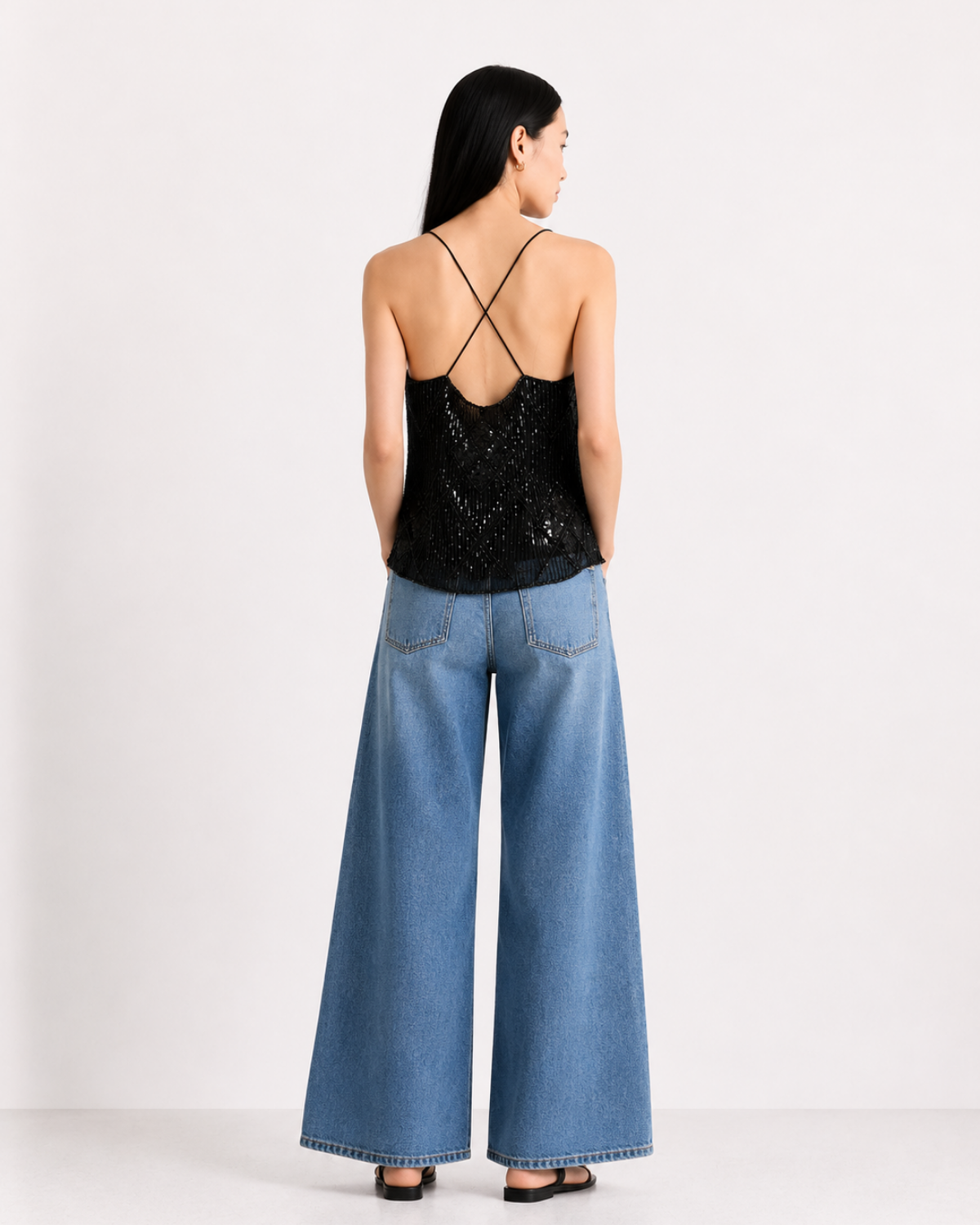 Top vintage de seda negro