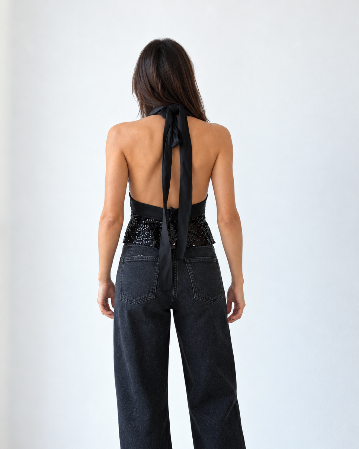 Top negro de lentejuelas vintage