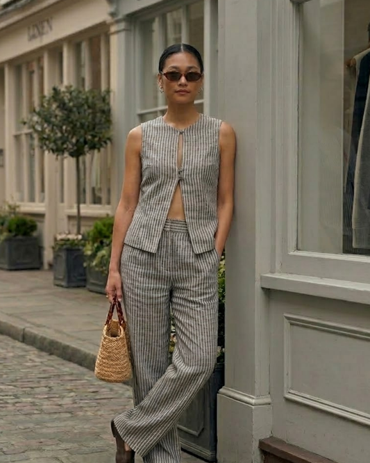 Akila striped black vest