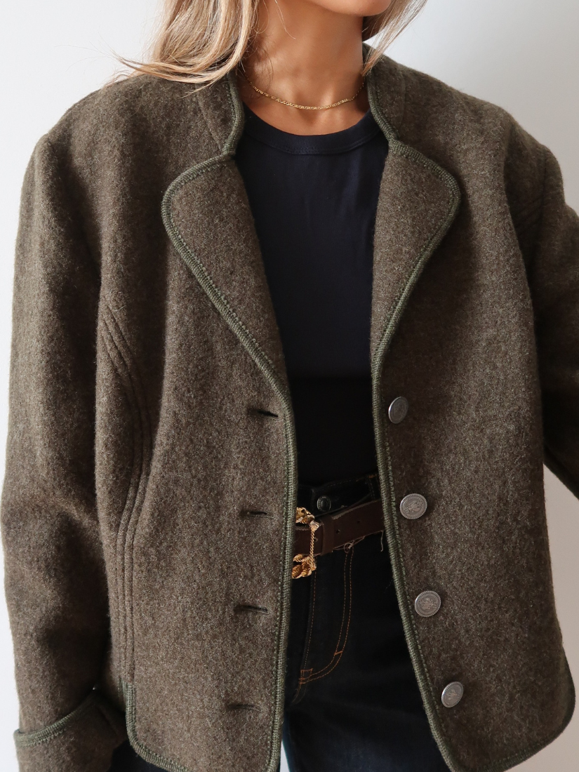 Chaqueta austriaca verde oliva — Lana virgen