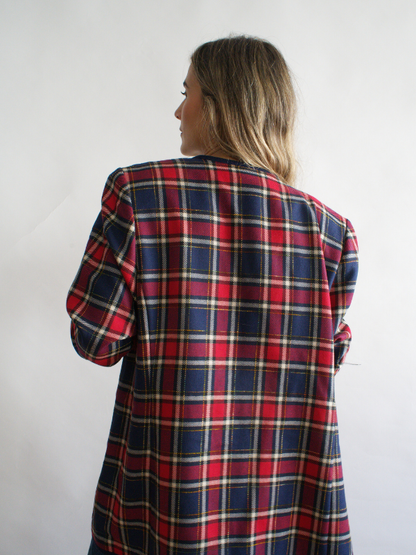Chaqueta vintage tartán rojo y azul