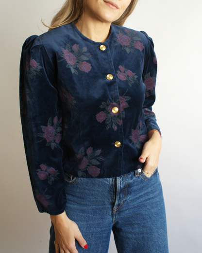 Chaqueta vintage terciopelo azul marino