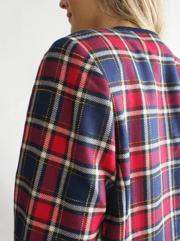 Chaqueta vintage tartán rojo y azul