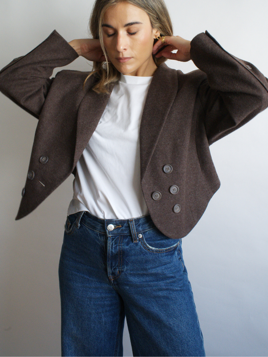 Blazer crop austriaca marrón