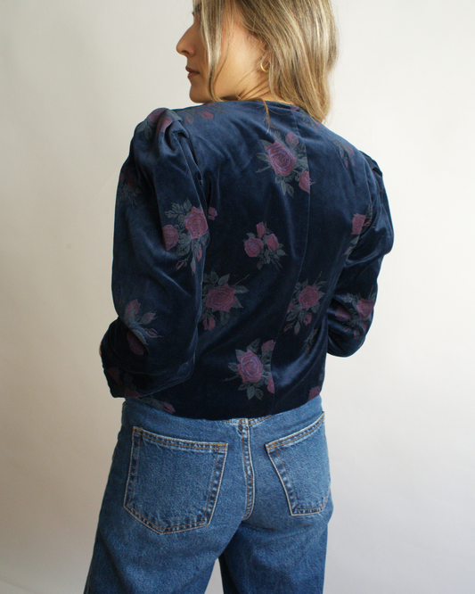 Chaqueta vintage terciopelo azul marino