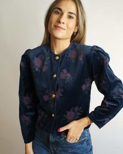 Chaqueta vintage terciopelo azul marino