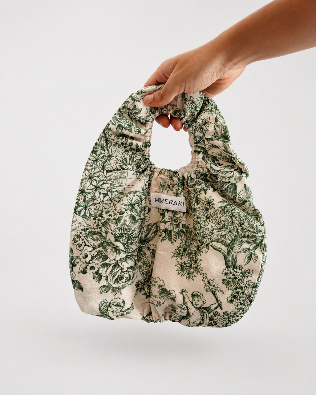 Scrunchy Bag de Mano en Tejido Toile verde
