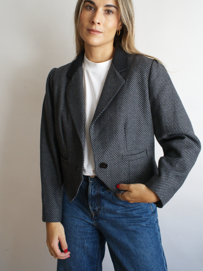 Blazer crop gris