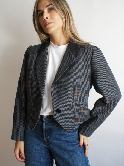 Blazer crop gris
