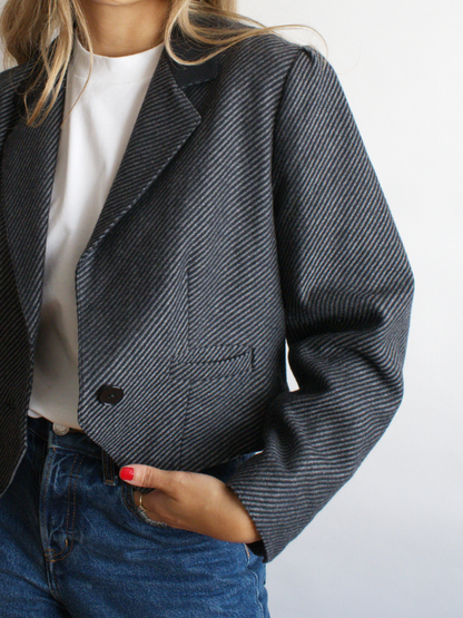 Blazer crop gris