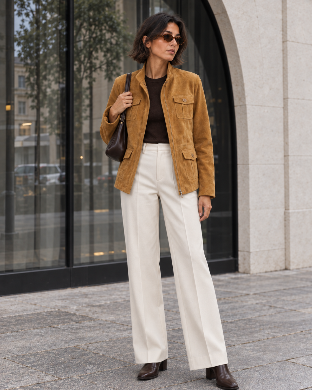 Chaqueta de ante camel