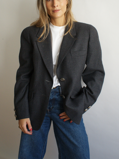 blazer vintage gris de lana