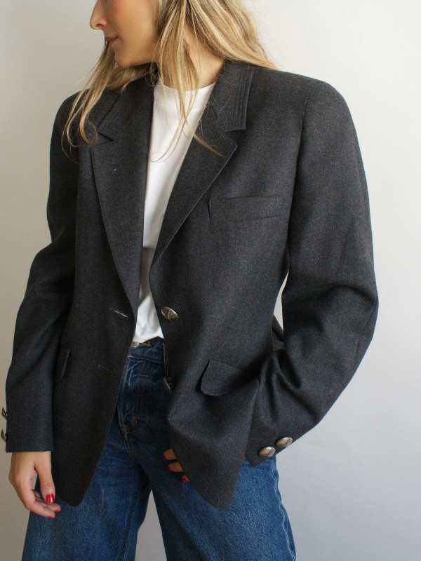 blazer vintage gris de lana