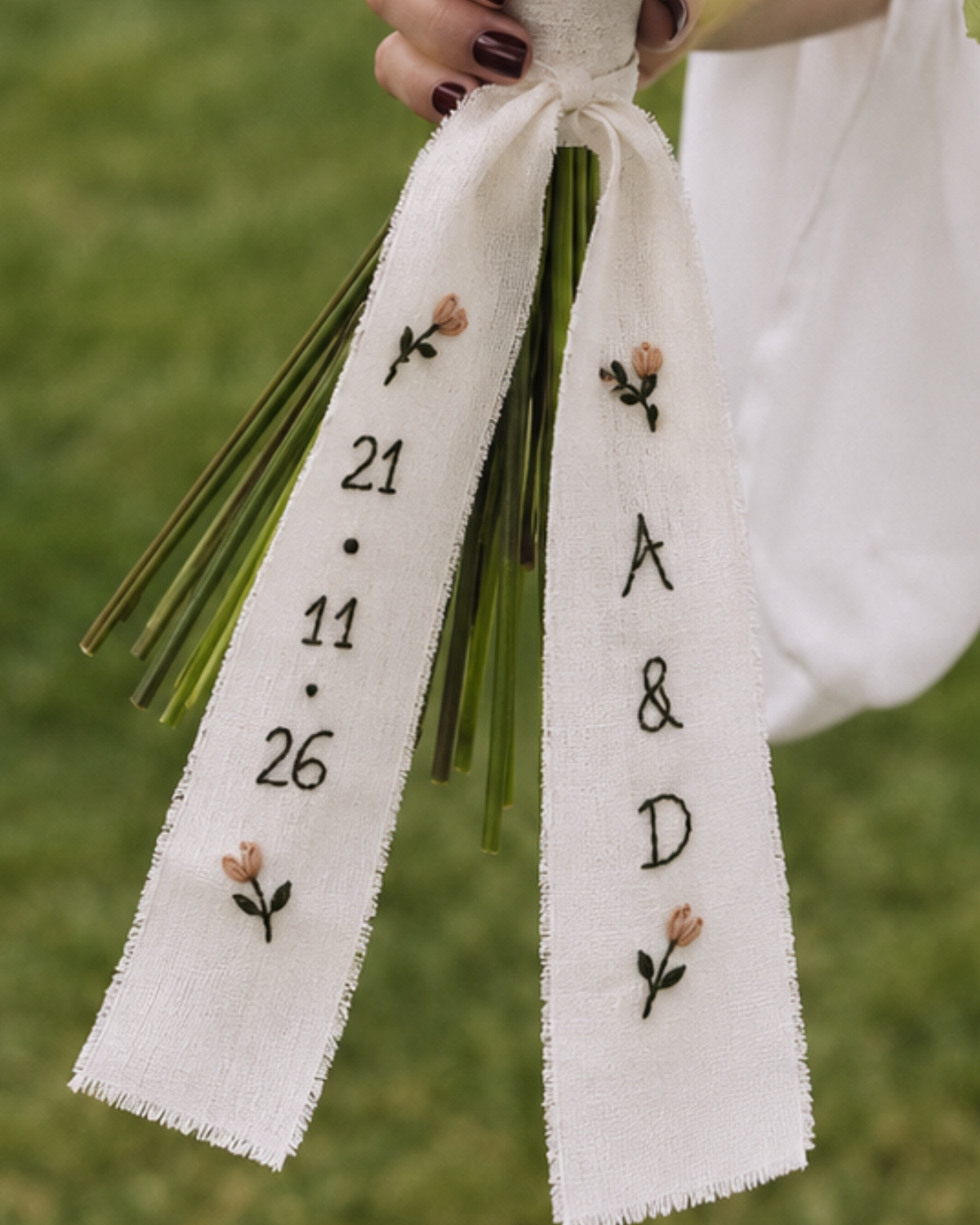 Lazo de novia personalizado con bordado