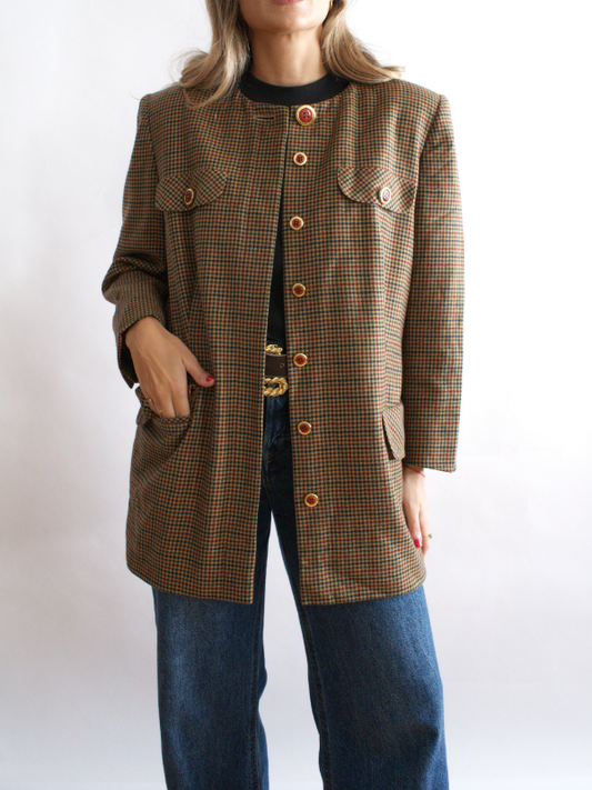 Chaqueta vintage de lana cuadros