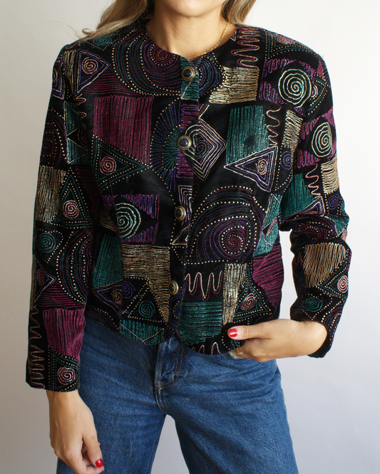 chaqueta vintage de terciopelo  estampado lurex