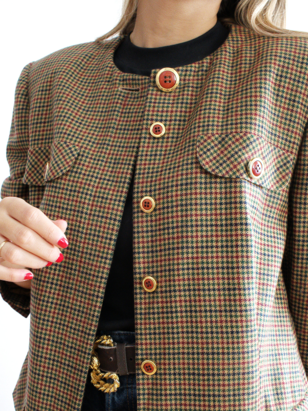 Chaqueta vintage de lana cuadros