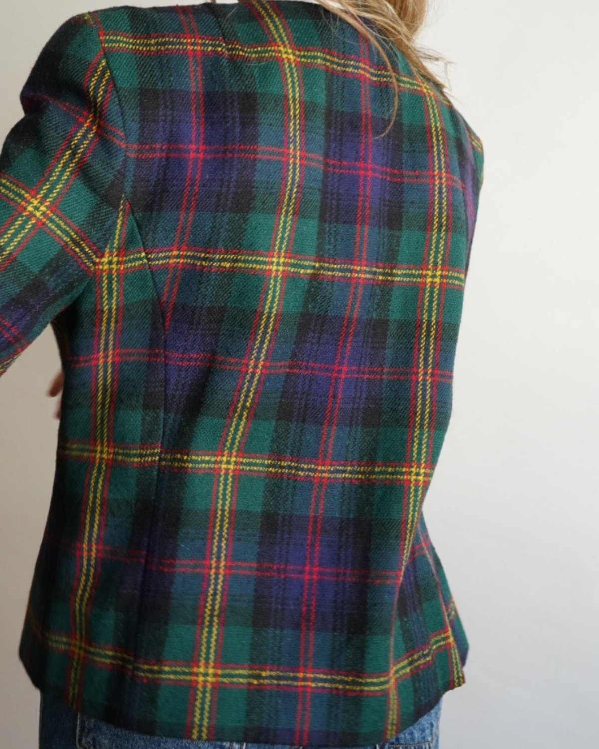 Chaqueta vintage tartán azul, verde y burdeos