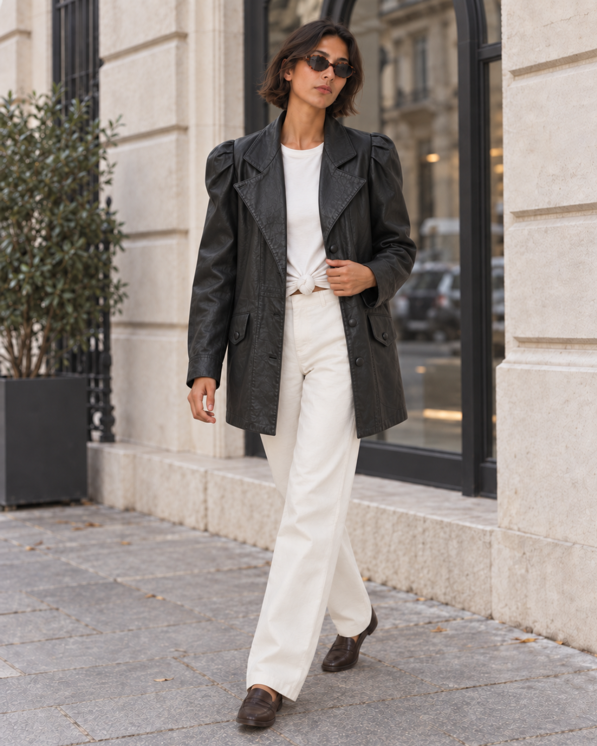 Abrigo de cuero vintage oversize
