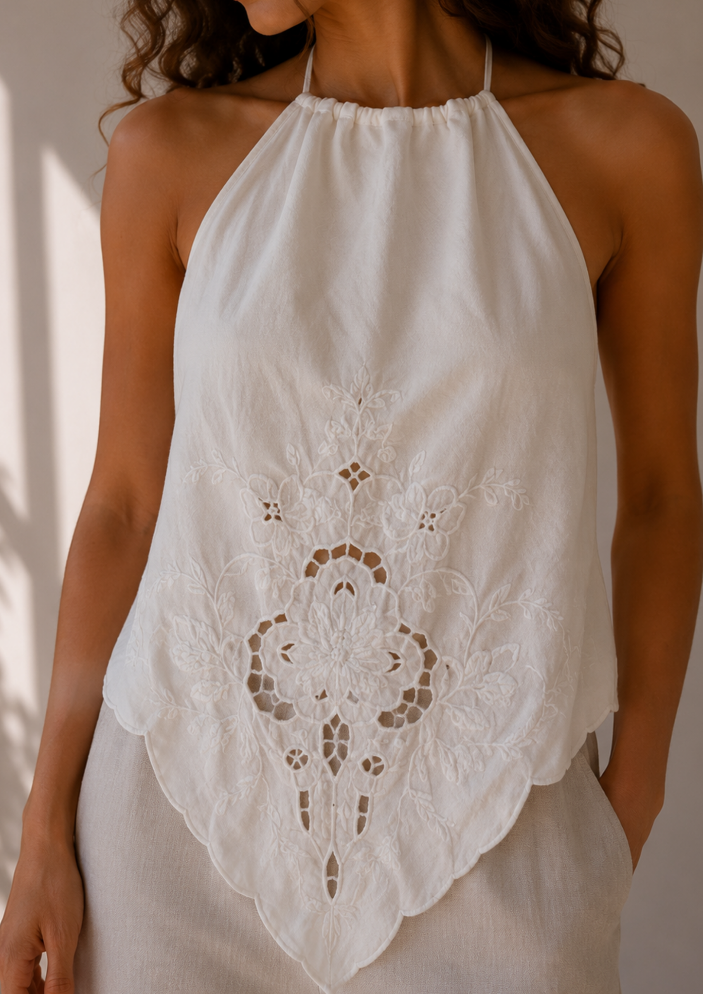 Top Herencia upcycling blanco