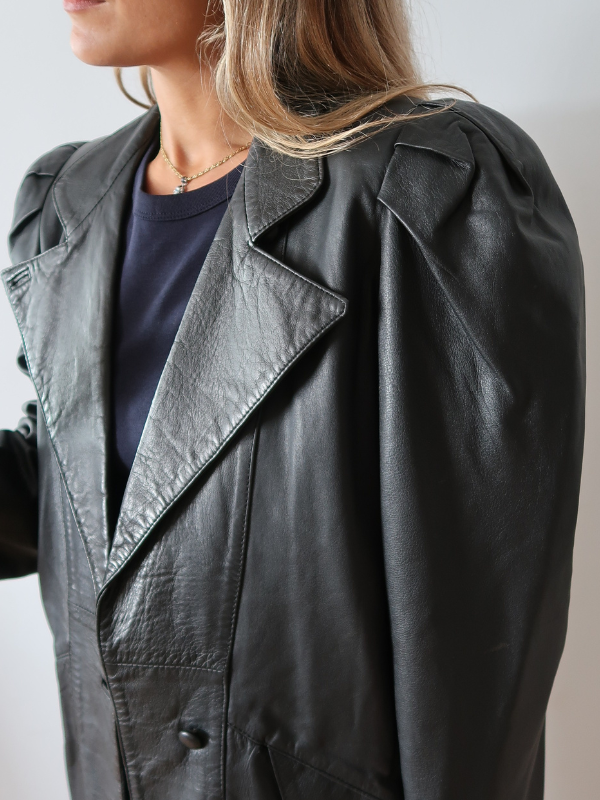 Abrigo de cuero vintage oversize