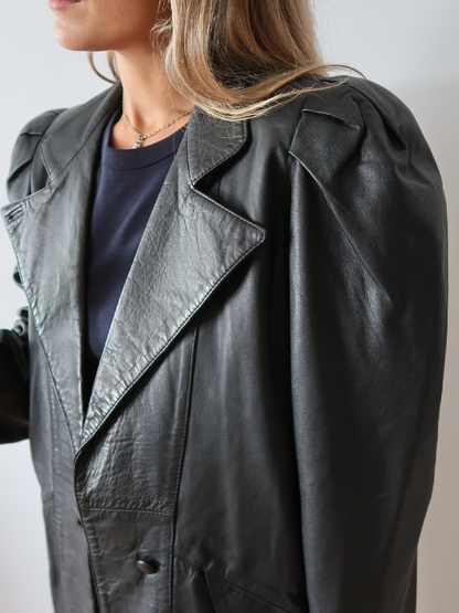 Abrigo de cuero vintage oversize