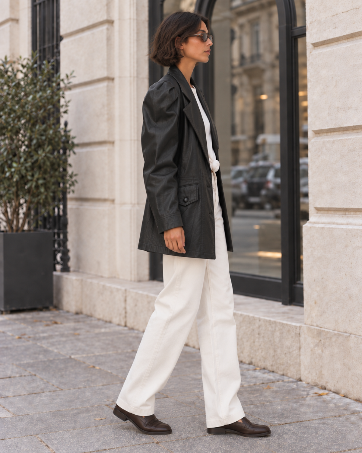 Abrigo de cuero vintage oversize