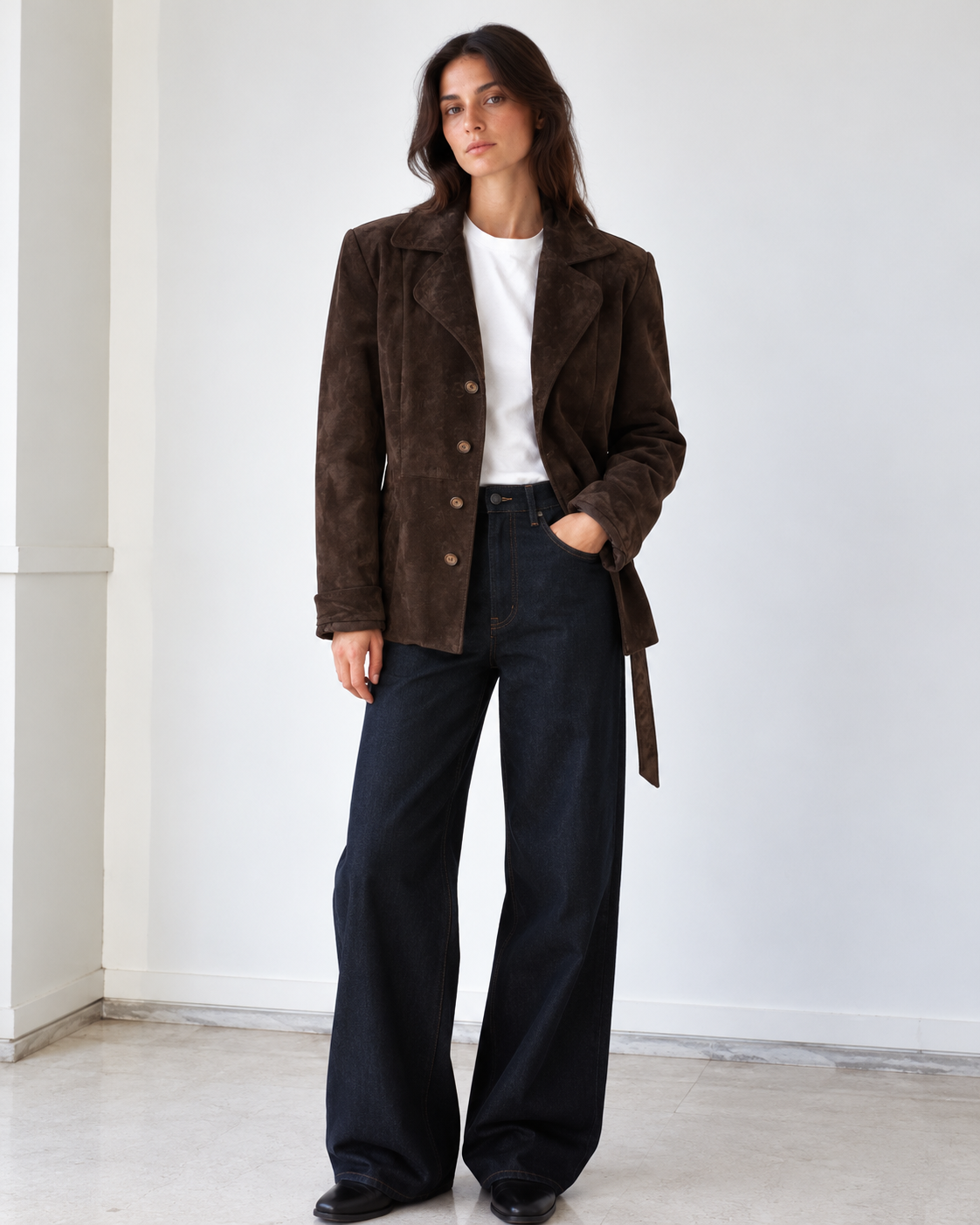 Chaqueta de piel de ante vintage